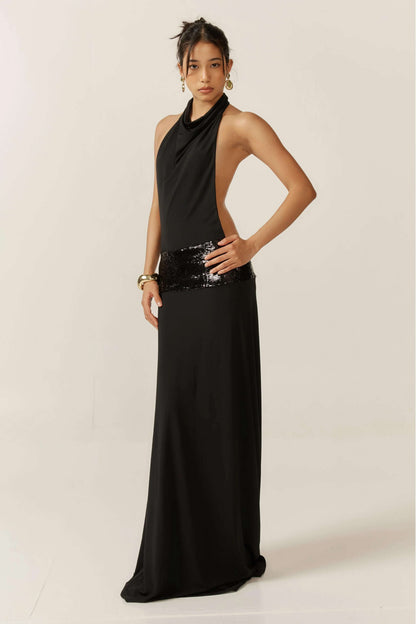 Senna | Women's Maxi Dress with Open Back and Sequin Details