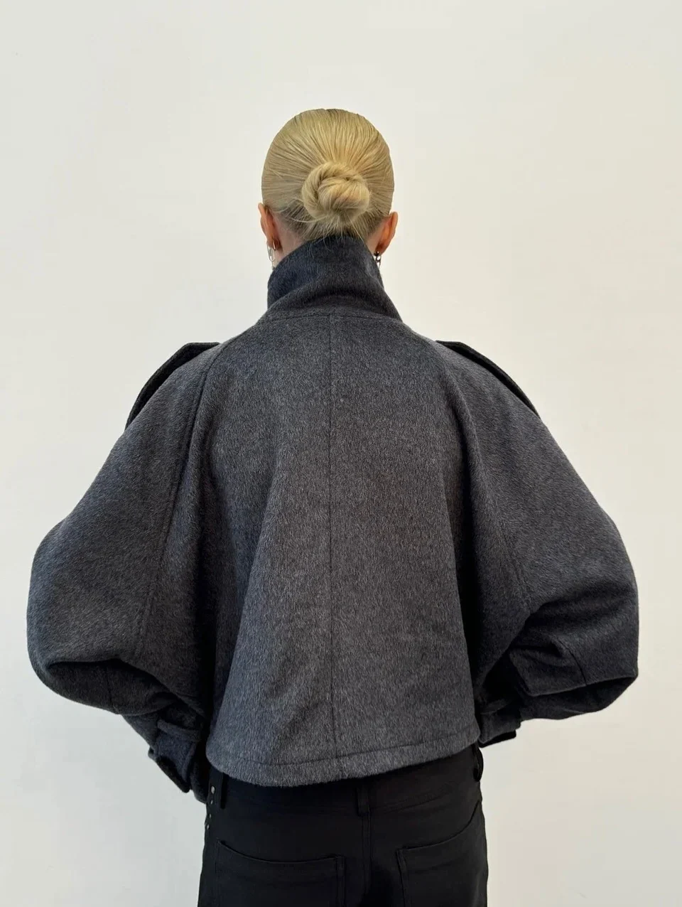 Maia | Women's High Neck Button Front Wool Blend Jacket