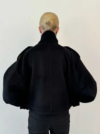 Maia | Women's High Neck Button Front Wool Blend Jacket