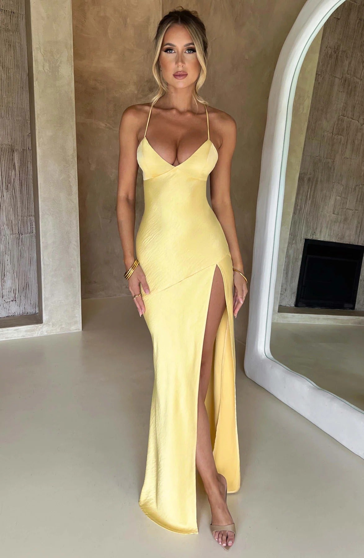 Adriana | Women's Sleeveless Slit Silk Maxi Wedding Guest Dress