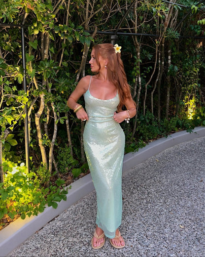 Amaria | Women's Sleeveless Sequin Maxi Summer Vacation Dress
