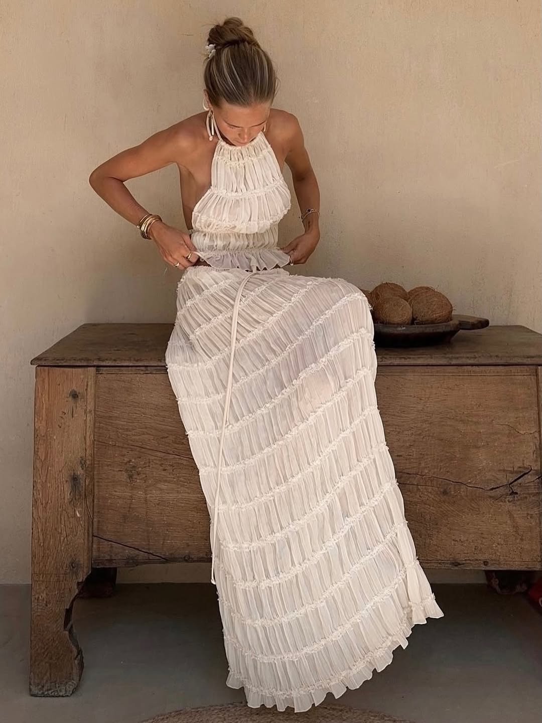 Araceli | Women's Bohemian Ruffle Summer Vacation Two-Piece Set