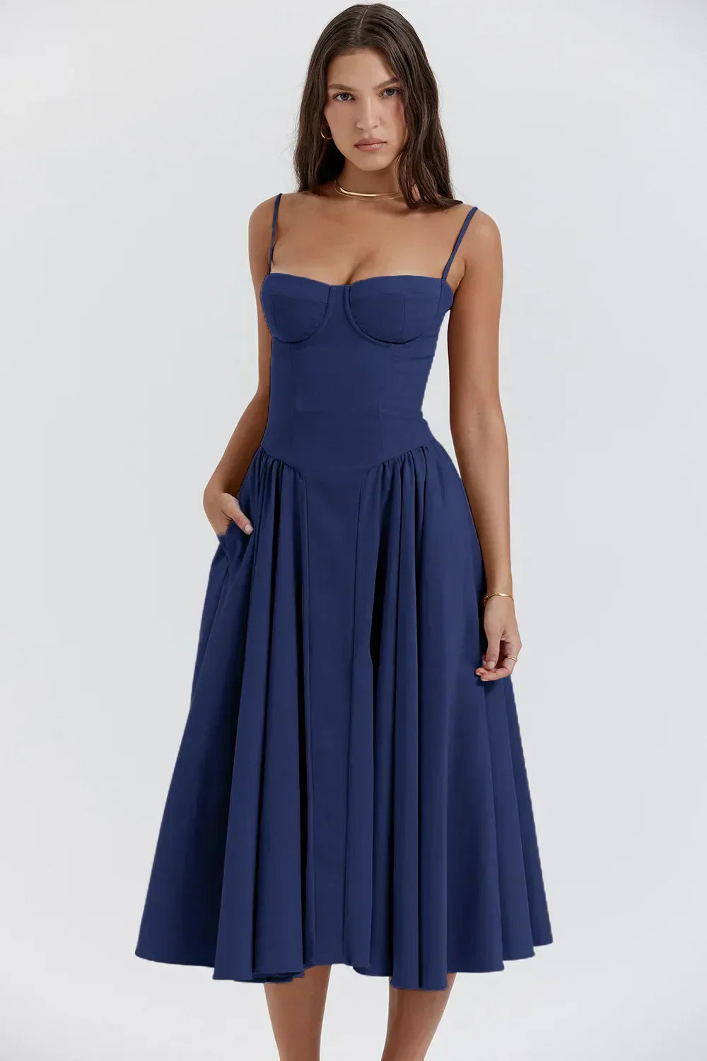 Calliope | Women's Sleeveless Structured Midi Summer Dress