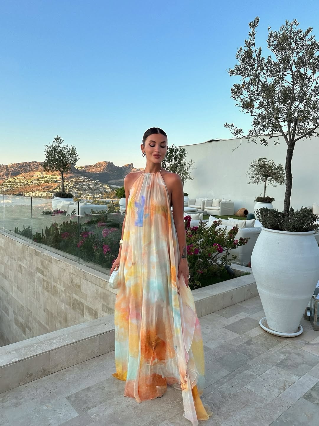 Corinna | Women's Printed Halter Maxi Summer Wedding Guest Dress