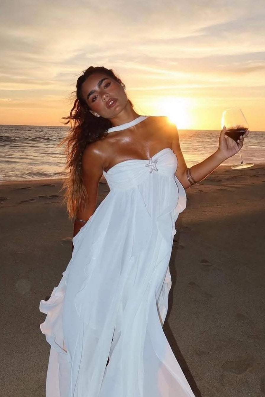 Imogen | Women's Strapless Ruffled Maxi Wedding Guest Dress