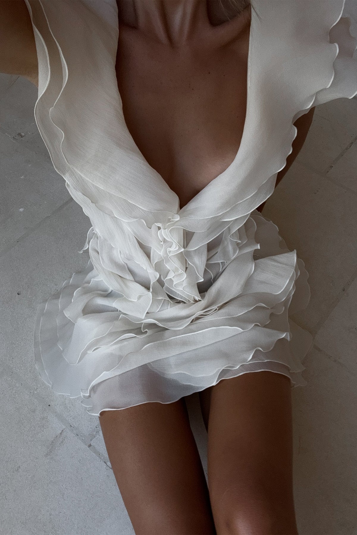Jazlyn | Women's V-Neck Off-Shoulder Ruffled Mini Summer Dress