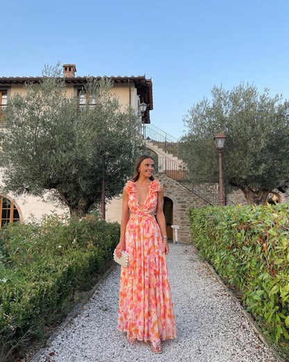 Maeve | Women's Floral Sleeveless Cut-Out Maxi Wedding Guest Dress